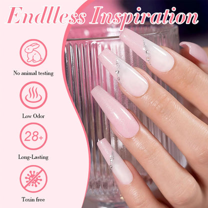 QAZIXU Pink Glitter Nail Gel Semi Permanent Nail Art Soak Off UV LED Nail Salon DIY Nail Salon Gel For Spring & Summer