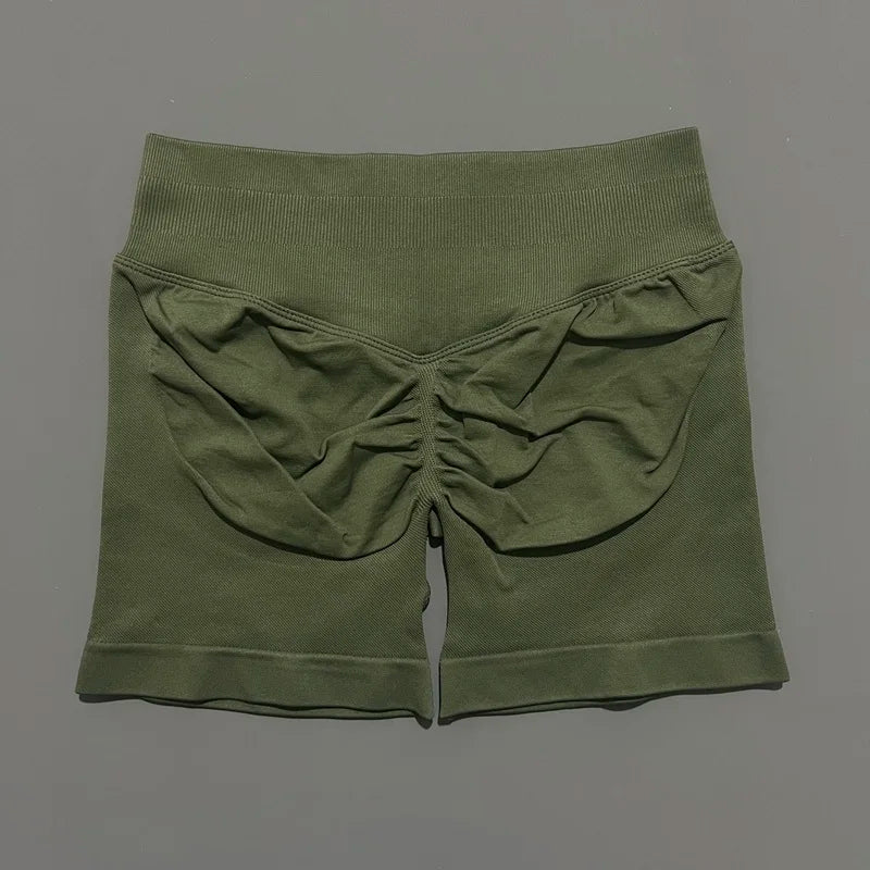 HISTELLO Sports Shorts 4.5" Women Yoga Shorts Seamless Low Waist Scrunch Bum Gym Leggings Workout Stretch Fitness Sports Shorts