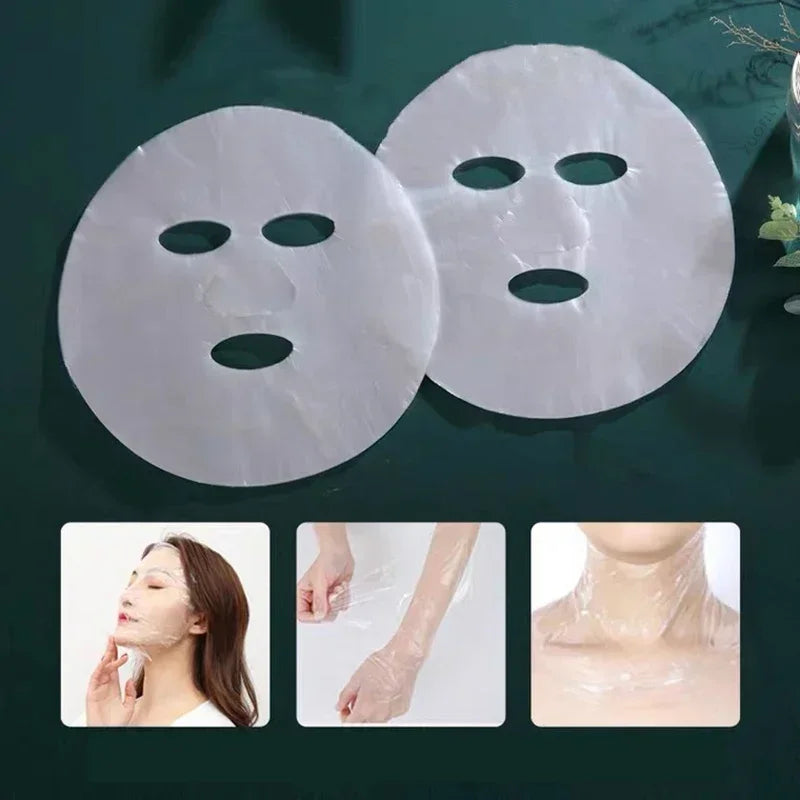 Face Plastic Film Full Face Cleaners Mask Neck Stickers 100Pcs Disposable Paper Transparent PE Masks Wraps Facial Beauty Healthy