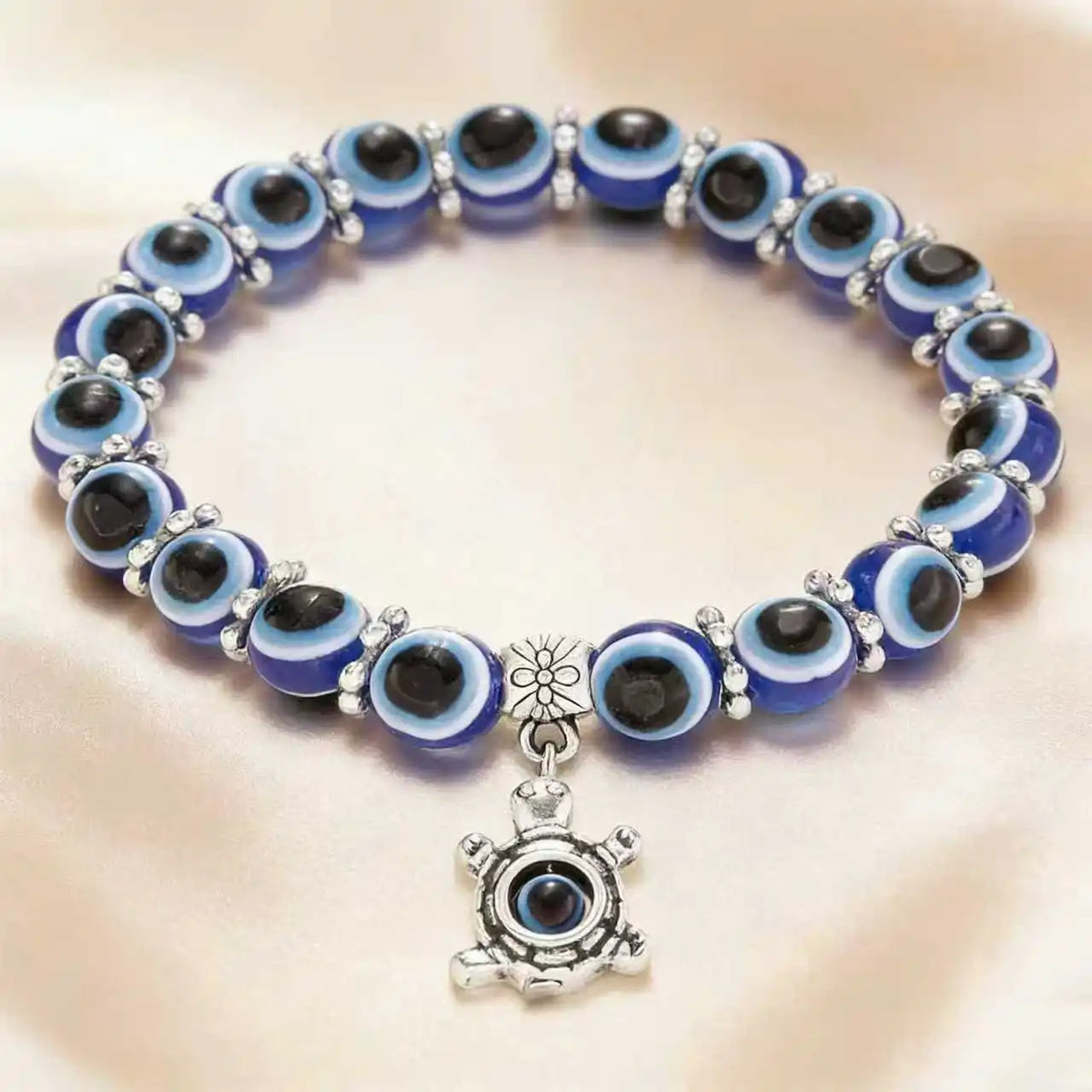 Turkish Evil Eye Bracelet for Men Women Blue Beaded Handmade Charm Jewelry with Butterfly Pendant Charm Bracelet Jewelry