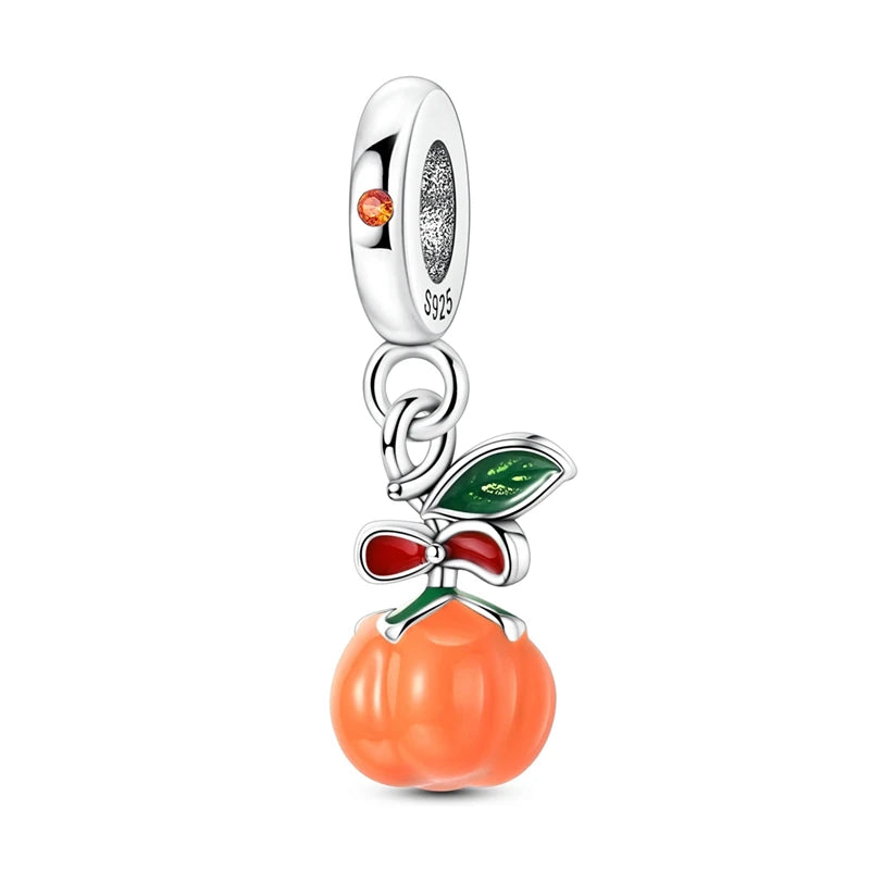925 Silver Color Strawberry Cherry Apple Avocado Fruit Charms Beads Fit Qikaola 925 Original Bracelets Fine DIY Birthday Jewelry