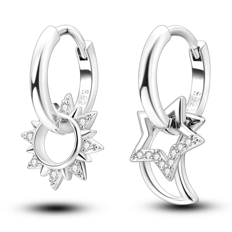 925 Sterling Silver Hoops Earrings Hypoallergenic Hoops Earrings With Zirconia Fashion High Quality Jewelry for Women Girls