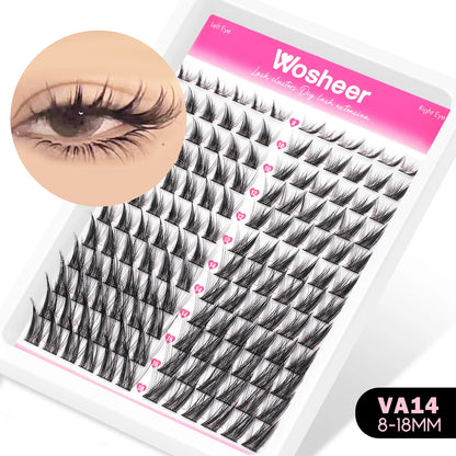 WOSHEER Lash Clusters Manga Lash Clusters Kit Clear Fairy Eyelash Clusters Wet-Look Spiky Anime Lashes Individual Lashes