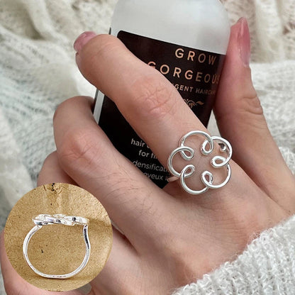 VENTFILLE 925 Sterling Silve Flower Ring for Women Gift Hollow Out Design Retro Hip Hop Versatile Jewelry Party Gift Dropship