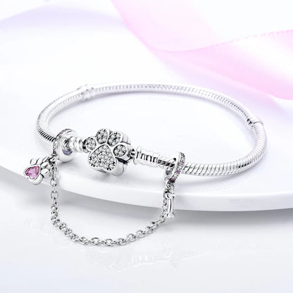 Safety Chain Charms Fit Original 925 Sterling Silver Charms Beads Moon Star Butterfly Heart Safety Chain For Women Jewelry Gifts