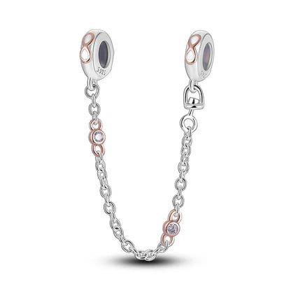 Safety Chain Charms Fit Original 925 Sterling Silver Charms Beads Moon Star Butterfly Heart Safety Chain For Women Jewelry Gifts