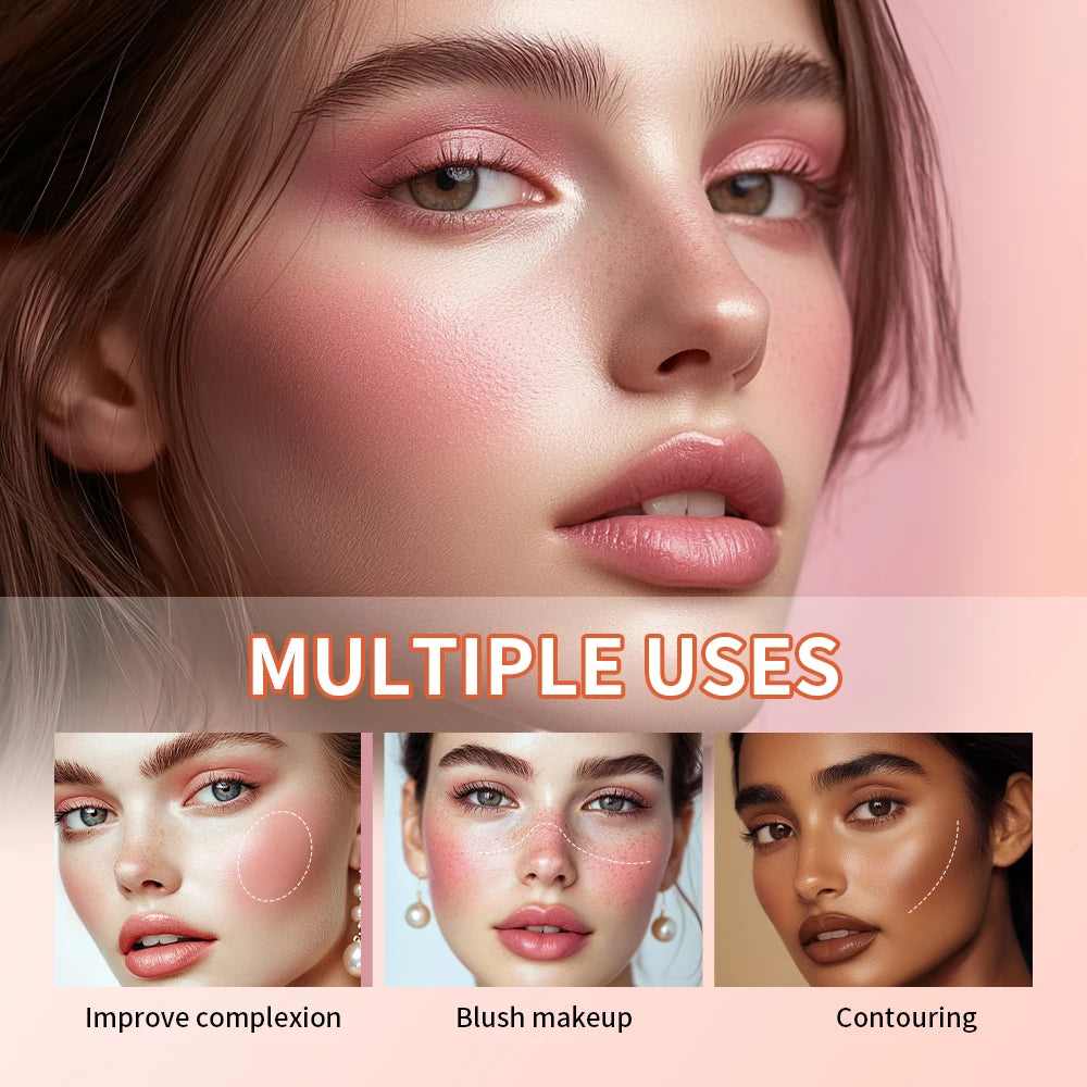 All-In-One 8 Color Cream Blush Countouring Face Palette Blendable Longwear Natural Glow Shades Long-Lasting Sweat-Resistant Woman Makeup
