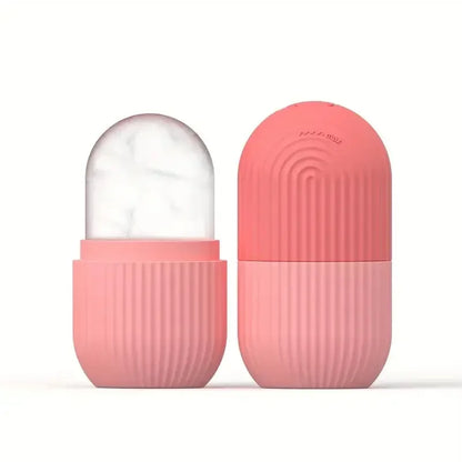Reusable Pink Silicone Cooling Ice Roller Facial Eye Massager Gentle Calming Texture Household SPA Skin Care Tool For Daily Use