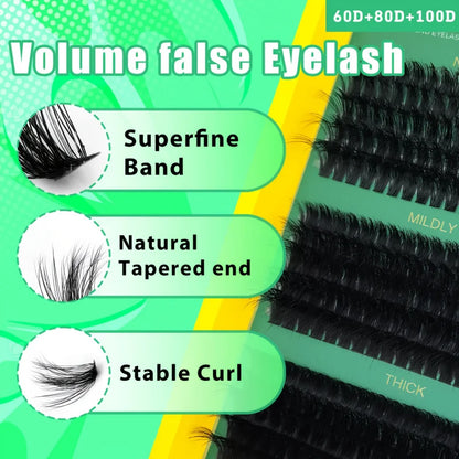 DIY lash Professional Eyelash Extension/10-16mm/Thick False Eyelashes Mixed0.07mm/D Curl Cat-Eye for a Fluffy And Dramatic Look