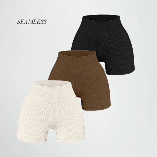 Women's Ribbed Knited Shorts Seamless Yoga Shorts Stretchy High Waist Shorts Sexy Hip Liftting Cycling Running Three Point Pants