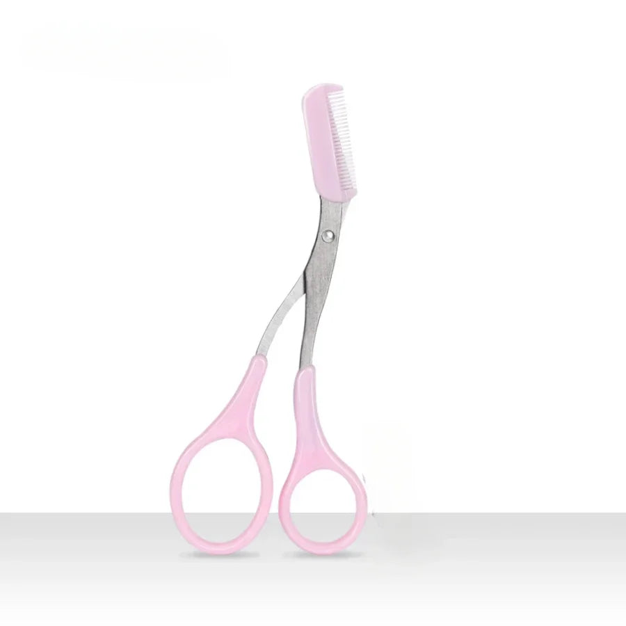 1Pc Safe Eyebrow Trimmer Black Eyebrow Scissors with Comb Hair Removal Shaver Eyebrows Shaping Makeup Tool  Stainless Steel 2025