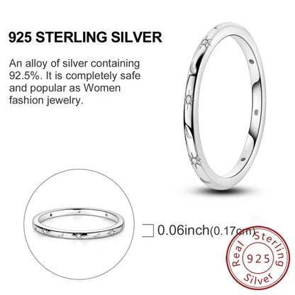 Rings Original 925 Sterling Silver Rings Bow Heart Sun Moon Star Zircon Rings For Women Jewelry Birthday Anniversary Gifts