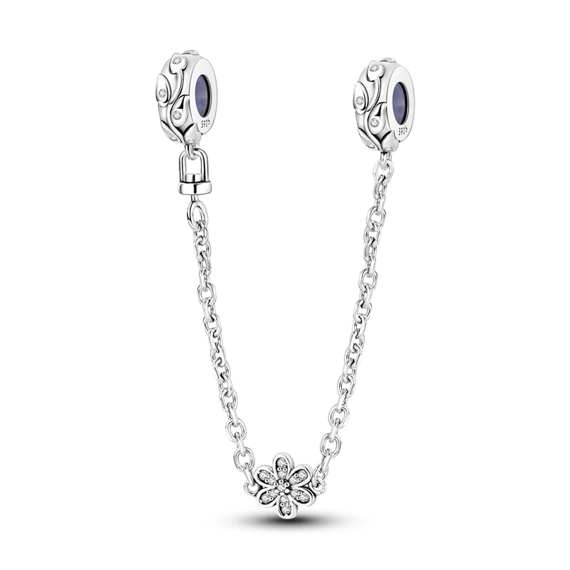 Safety Chain Charms Fit Original 925 Sterling Silver Charms Beads Moon Star Butterfly Heart Safety Chain For Women Jewelry Gifts