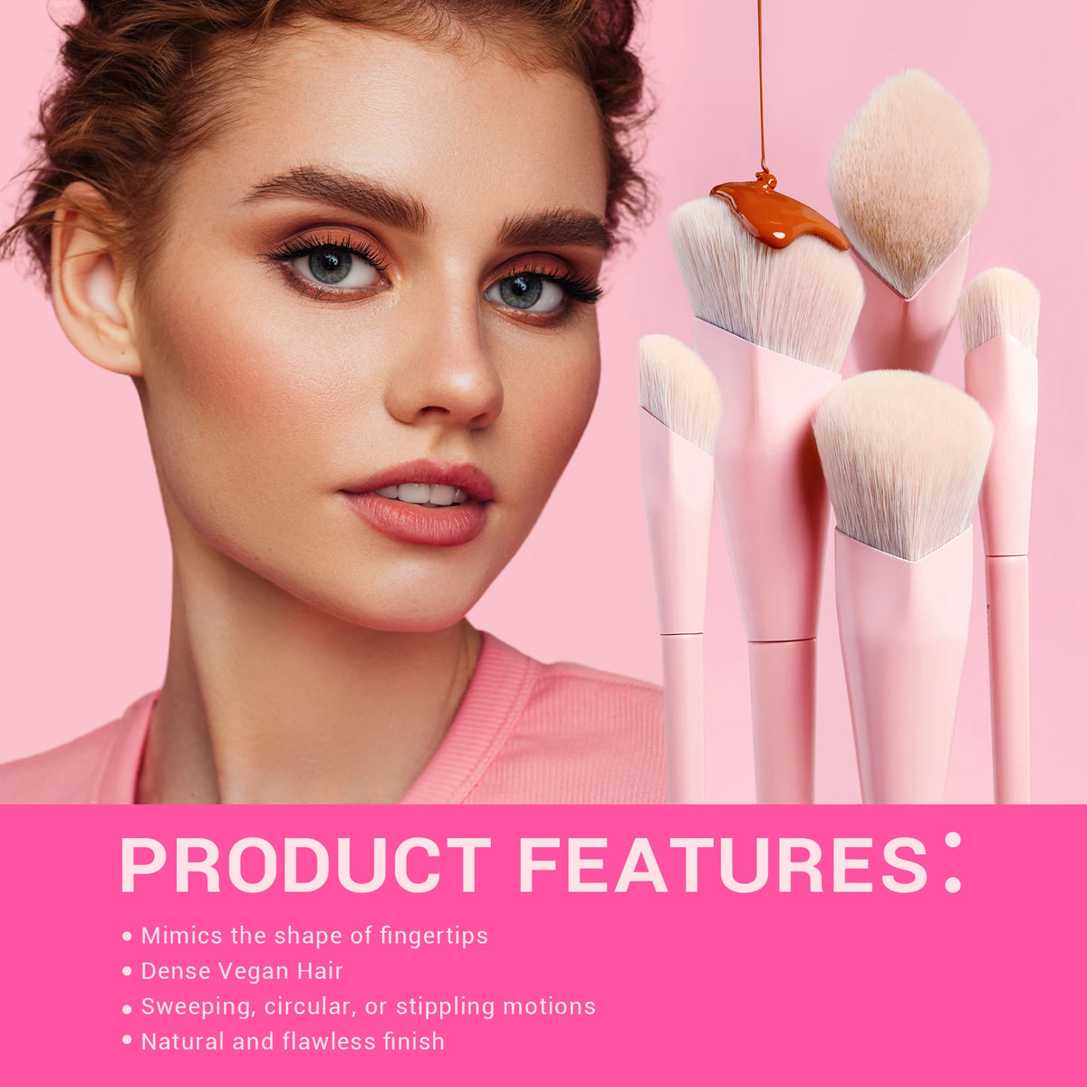 Jessup Pink Makeup Brushes Set 14pcs Make up Brushes Premium Vegan Foundation Blush Eyeshadow Liner Powder Blending Brush,T495