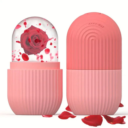Reusable Pink Silicone Cooling Ice Roller Facial Eye Massager Gentle Calming Texture Household SPA Skin Care Tool For Daily Use