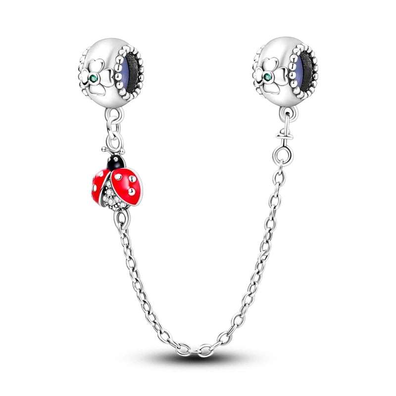 Safety Chain Charms Fit Original 925 Sterling Silver Charms Beads Moon Star Butterfly Heart Safety Chain For Women Jewelry Gifts