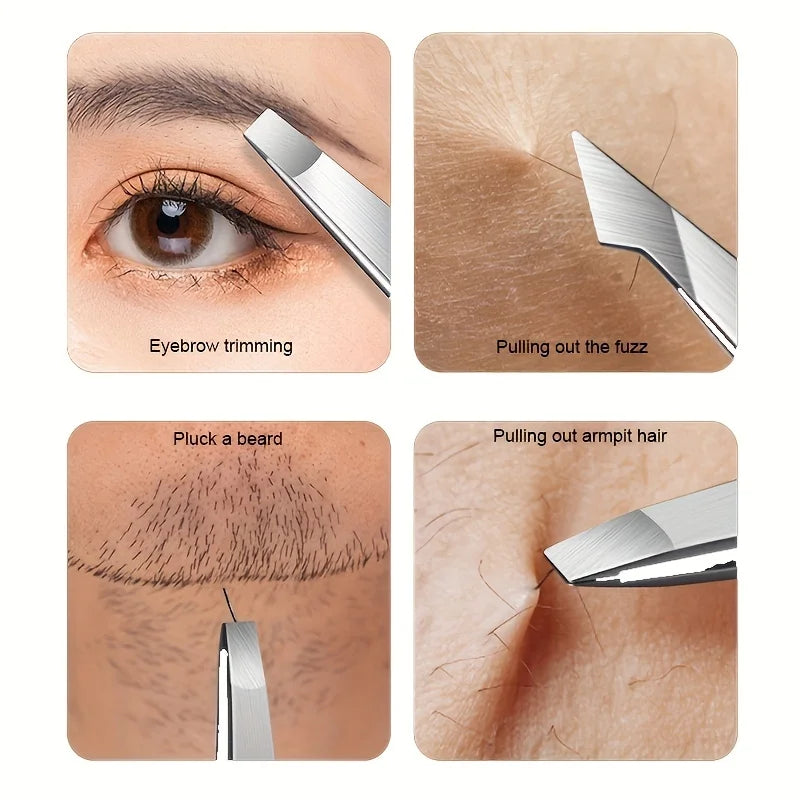 4pcs Professional Tweezers Set Perfect For Eyebrow Hair Removal Splinter & Ingrown Hair Removal & More With Storage Bag & For Me