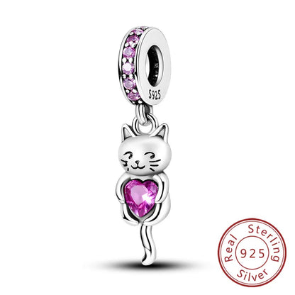 Charms 925 Sterling Silver Dog Cat Paw Print Love Pets Charms Beads Fit Original Bracelets Necklaces Pendant Women DIY Jewelry