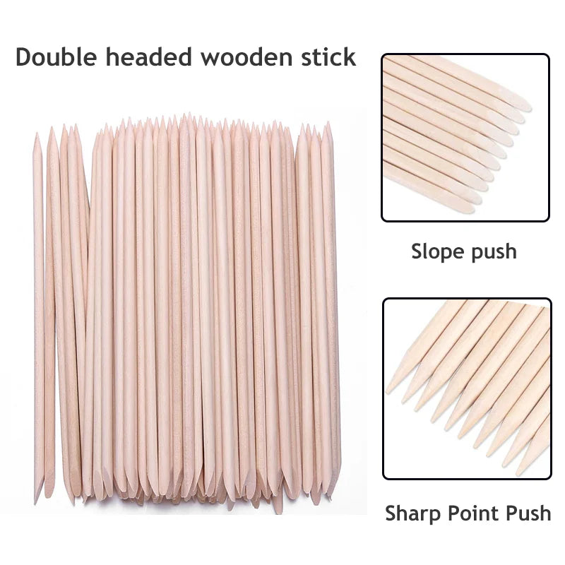 Nail Art Pusher Orange Wood Sticks Duable-head Pedicure Manicure Sticks for Salon Rhinestones Dotting Removal Nail Art Care Tool