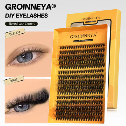 GROINNEYA DIY Eyelashes Cluster Lashes Lash Extension Natural Soft 100% Handmade Mink Lashes Reusable Makeup