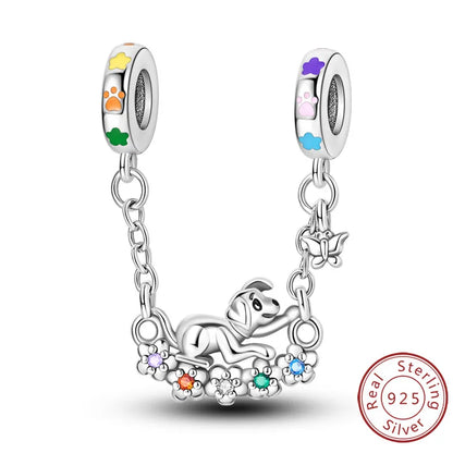 Charms 925 Sterling Silver Dog Cat Paw Print Love Pets Charms Beads Fit Original Bracelets Necklaces Pendant Women DIY Jewelry