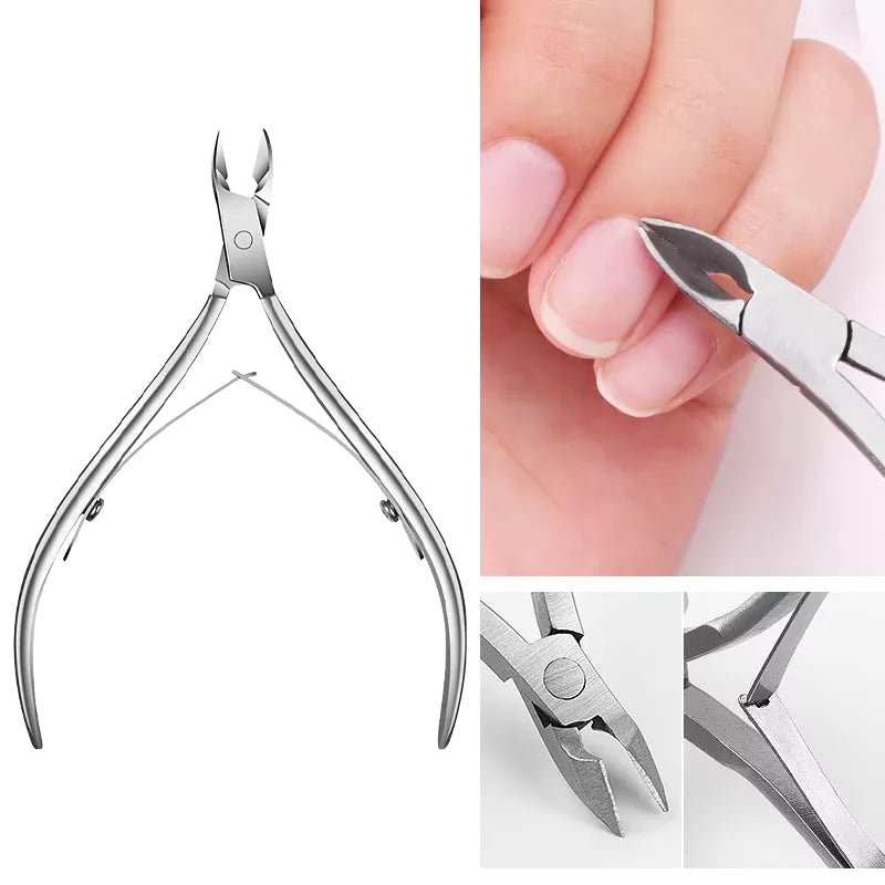 Cuticle Pliers with Cuticle Pusher Stainless Steel Cuticle Remover and Trimmer Perfect for Fingernails and Toenails