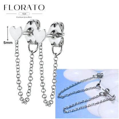 FLORATO 925 Sterling Silver Earrings Chain Tassel Pendant Earrings Zircon Silver Earrings for Women Trend Luxury Wedding Jewelry