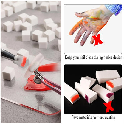 LINMANDA 200/50PCS Nail Sponge Sponge with Grab Pen and Sponge Grab Clip Set Nail Gradient Color Nail Tool Accessories