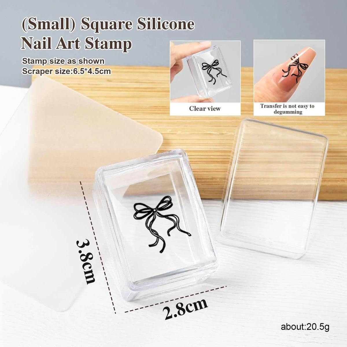 Square Nails Art Stamping Plates Kit French Manicure Transparent Silicone Polish Stencil Template Seal Stamper Scraper Nail Tool