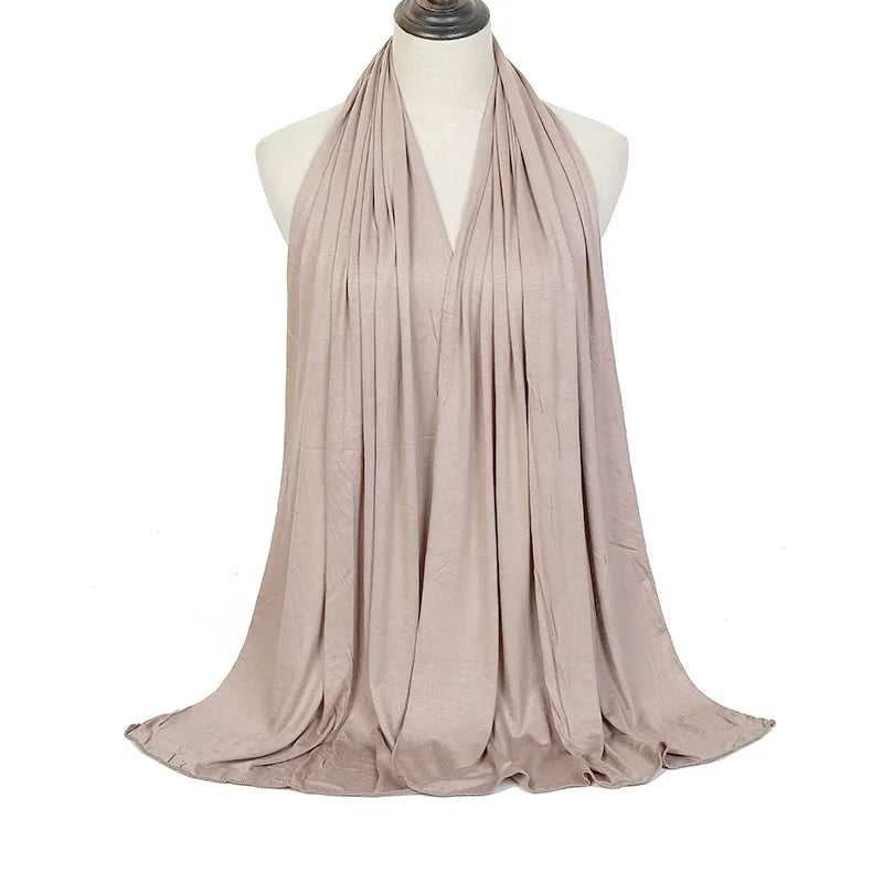 170x60cm Modal Jersey Instant Hijab Long Stretchy Soft Breathable Solid Color Head Wrap Shawl for Muslim Ladies Ramadan Prayer