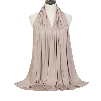 170x60cm Modal Jersey Instant Hijab Long Stretchy Soft Breathable Solid Color Head Wrap Shawl for Muslim Ladies Ramadan Prayer