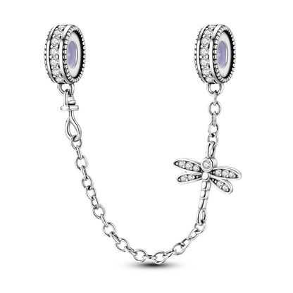 Safety Chain Charms Fit Original 925 Sterling Silver Charms Beads Moon Star Butterfly Heart Safety Chain For Women Jewelry Gifts