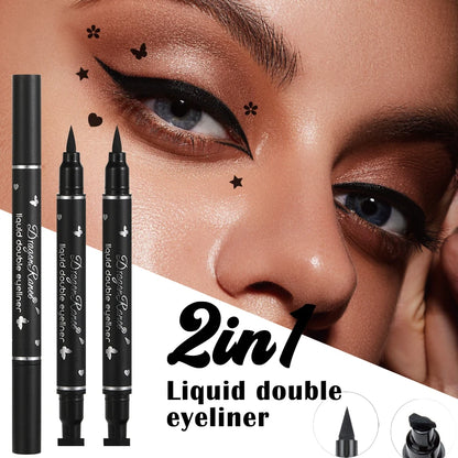 Double-Ended Stamp Eyeliner Waterproof Non-Smudge Eyeliner Liquid Pen Quick-Drying Waterproof Sweat-Proof Not Easy to Smudge Eyeliner Stamp Eyeliner Liquid