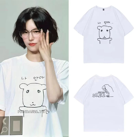 Women's Cute Slim Round Neck T-shirt, Funny Harajuku Graphic Short Sleeve, Summer Casual Daily Commute Comfort Top