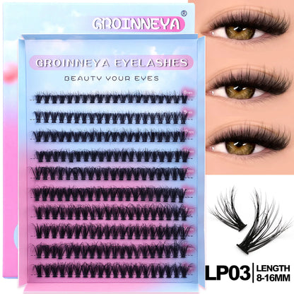 GROINNEYA DIY Eyelashes Cluster Lashes Lash Extension Natural Soft 100% Handmade Mink Lashes Reusable Makeup