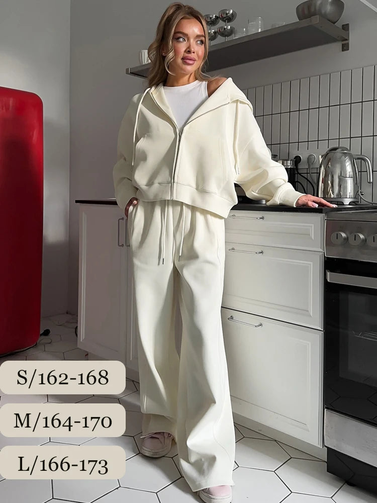 Autumn Women's Tracksuit with Zipper and Trousers Gary Casual Two Piece Set Women Casual Yellow  Pant Sports Suit with A Hood