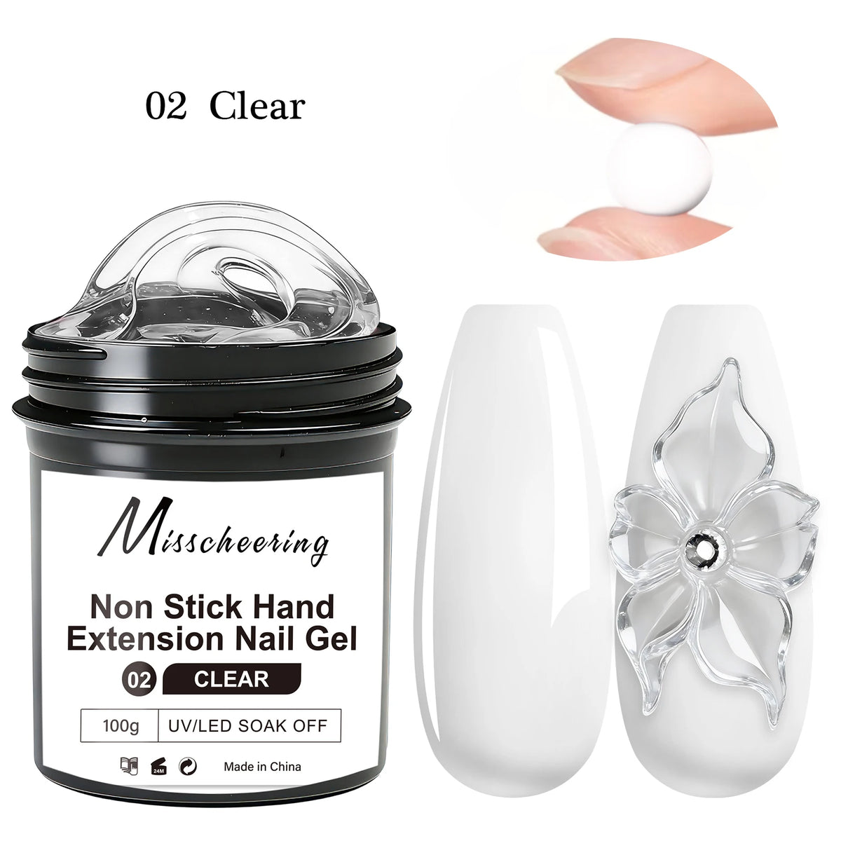 100g White CLear Non Stick Hand Extension Nail Gel 3D Shaping Sculpting Carving Nail Art Solid Hard Gel UV LED Soak Off Gel
