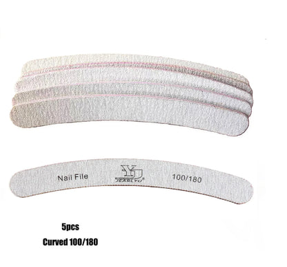 5Pcs Professional Nail File Set – 80/100/150/180/240 Grit Mix | Colorful Emery Boards for Shaping, Buffing & Cuticle Prep