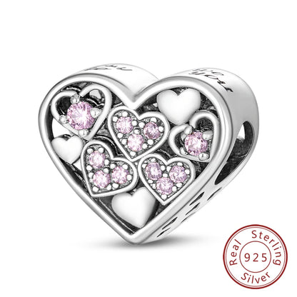Hot Sale Charm Bead Pendant 925 Sterling Silver Firefly Love Heart Cats Dogs Sunflower Charm for Bracelet Women DIY Jewelry Gift