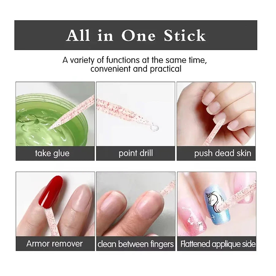 10/50/100Pcs Reusable Crystal Stick Double End Nail Art Cuticle Pusher Cuticle Remover Tool Pedicure Care Nails Manicures Tools