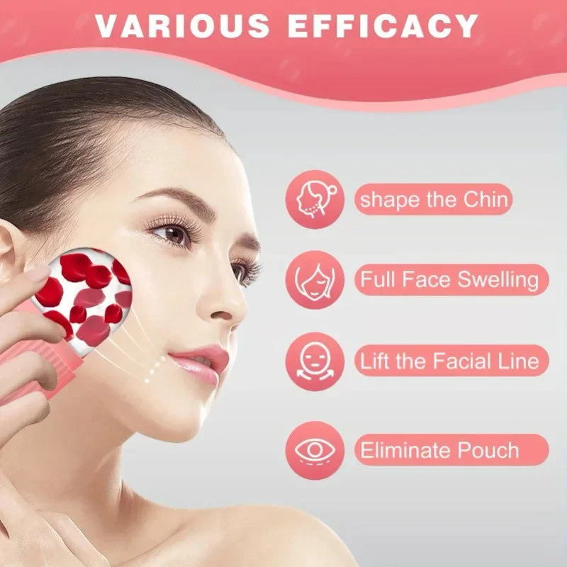 Reusable Pink Silicone Cooling Ice Roller Facial Eye Massager Gentle Calming Texture Household SPA Skin Care Tool For Daily Use