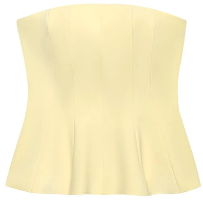HXAO Corset Tube Top Women Summer 2025 White Pink Blue Yellow Black Top Bustier Ruffled Vests Cute Sleeveless Backless Tank Top
