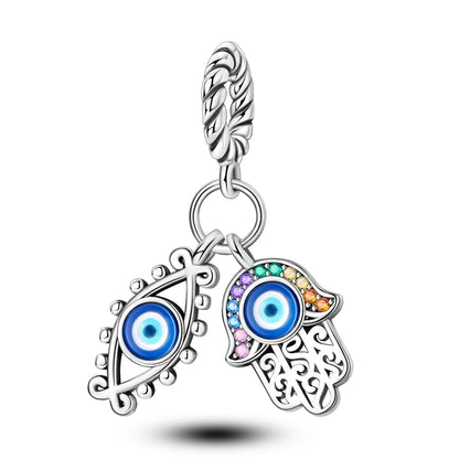 Hot Sales 925 Sterling Silver Charms Beads Devil's Eye Fatima's Hand Cross Beads Fit Original Bracelet Women DIY Jewelry Gifts