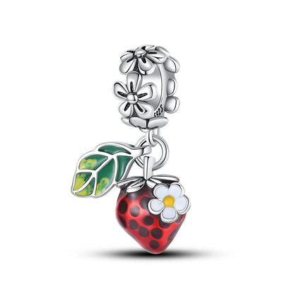 925 Silver Color Strawberry Cherry Apple Avocado Fruit Charms Beads Fit Qikaola 925 Original Bracelets Fine DIY Birthday Jewelry