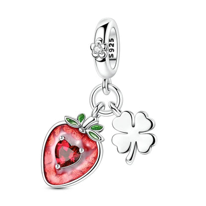 925 Silver Color Strawberry Cherry Apple Avocado Fruit Charms Beads Fit Qikaola 925 Original Bracelets Fine DIY Birthday Jewelry