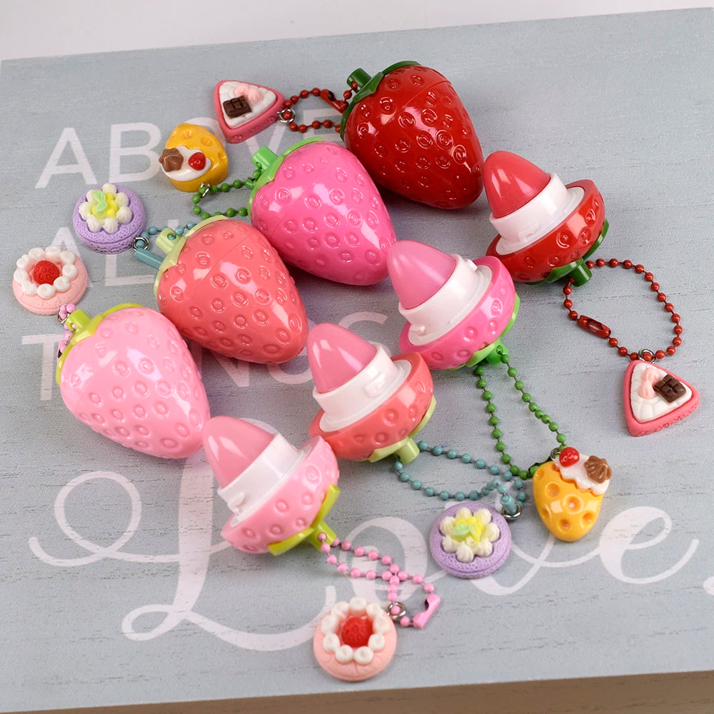 Cute Lip Balm Strawberry Wrinkle Repair Moisturizing and Plumping Lasting Hydrating Strawberry Shaped Lip Protector Women Gift