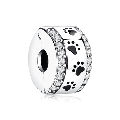 Original 925 Sterling Silver Charms Love Pets Dog Cat Paw Print Pendant Beads Fit Brand Bracelets Necklaces Women DIY Jewelry