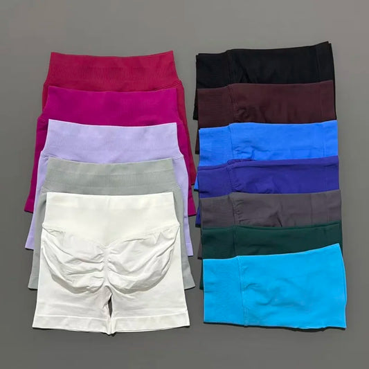 HISTELLO Sports Shorts 4.5" Women Yoga Shorts Seamless Low Waist Scrunch Bum Gym Leggings Workout Stretch Fitness Sports Shorts