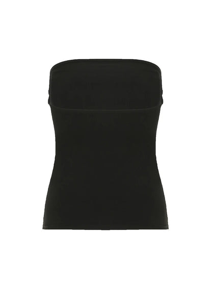 Gothic Print Black Strapless Tube Top Women Skinny Cropped Summer Casual Chic Graphic Tee Y2K Streetwear Basic Vest