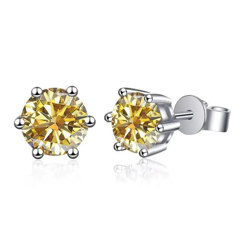 TY D Color Brilliant Round Cut Lab Moissanite Dia Stud Earrings For Women 925 Sterling Silver Plated Wedding Fine Jewelry Gift